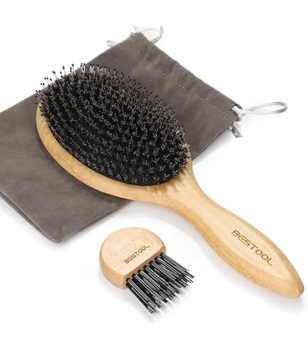 Amazon | BESTOOL ヘアブラシ 豚毛 くし 木製 櫛 パドルブラシ メンズ
